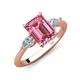 3 - Leah 3.78 ctw Pink Tourmaline Emerald Shape (9x7 mm) Hidden Halo accented Lab Grown Diamond Engagement Ring 
