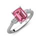 3 - Leah 3.78 ctw Pink Tourmaline Emerald Shape (9x7 mm) Hidden Halo accented Lab Grown Diamond Engagement Ring 