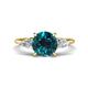 1 - Leah 2.47 ctw Blue Diamond (8 mm) Hidden Halo accented Lab Grown Diamond Engagement Ring 