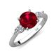 4 - Leah 3.22 ctw Created Ruby (8 mm) Hidden Halo accented Lab Grown Diamond Engagement Ring 