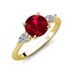 4 - Leah 3.22 ctw Created Ruby (8 mm) Hidden Halo accented Lab Grown Diamond Engagement Ring 