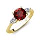 4 - Leah 2.73 ctw Red Garnet (8 mm) Hidden Halo accented Lab Grown Diamond Engagement Ring 