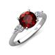 4 - Leah 2.73 ctw Red Garnet (8 mm) Hidden Halo accented Lab Grown Diamond Engagement Ring 