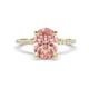 1 - Aisha 1.98 ctw Morganite Oval Shape (9x7 mm) Hidden Halo accented Side Lab Grown Diamond Engagement Ring 