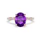 1 - Aisha 2.07 ctw Amethyst Oval Shape (9x7 mm) Hidden Halo accented Side Lab Grown Diamond Engagement Ring 