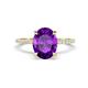 1 - Aisha 2.07 ctw Amethyst Oval Shape (9x7 mm) Hidden Halo accented Side Lab Grown Diamond Engagement Ring 