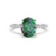 1 - Aisha 2.52 ctw Created Alexandrite Oval Shape (9x7 mm) Hidden Halo accented Side Lab Grown Diamond Engagement Ring 