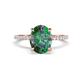 1 - Aisha 2.52 ctw Created Alexandrite Oval Shape (9x7 mm) Hidden Halo accented Side Lab Grown Diamond Engagement Ring 