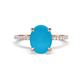 1 - Aisha 1.87 ctw Turquoise Oval Shape (9x7 mm) Hidden Halo accented Side Lab Grown Diamond Engagement Ring 