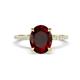 1 - Aisha 2.57 ctw Red Garnet Oval Shape (9x7 mm) Hidden Halo accented Side Lab Grown Diamond Engagement Ring 