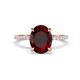 1 - Aisha 2.57 ctw Red Garnet Oval Shape (9x7 mm) Hidden Halo accented Side Lab Grown Diamond Engagement Ring 