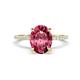 1 - Aisha 2.47 ctw Pink Tourmaline Oval Shape (9x7 mm) Hidden Halo accented Side Lab Grown Diamond Engagement Ring 