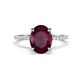 1 - Aisha 2.67 ctw Rhodolite Garnet Oval Shape (9x7 mm) Hidden Halo accented Side Lab Grown Diamond Engagement Ring 
