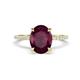 1 - Aisha 2.67 ctw Rhodolite Garnet Oval Shape (9x7 mm) Hidden Halo accented Side Lab Grown Diamond Engagement Ring 
