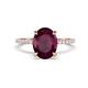 1 - Aisha 2.67 ctw Rhodolite Garnet Oval Shape (9x7 mm) Hidden Halo accented Side Lab Grown Diamond Engagement Ring 