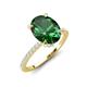 3 - Aisha 2.07 ctw Created Emerald Oval Shape (9x7 mm) Hidden Halo accented Side Lab Grown Diamond Engagement Ring 