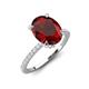 3 - Aisha 2.57 ctw Red Garnet Oval Shape (9x7 mm) Hidden Halo accented Side Lab Grown Diamond Engagement Ring 