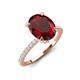 3 - Aisha 2.57 ctw Red Garnet Oval Shape (9x7 mm) Hidden Halo accented Side Lab Grown Diamond Engagement Ring 
