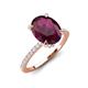 3 - Aisha 2.67 ctw Rhodolite Garnet Oval Shape (9x7 mm) Hidden Halo accented Side Lab Grown Diamond Engagement Ring 