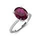 3 - Aisha 2.67 ctw Rhodolite Garnet Oval Shape (9x7 mm) Hidden Halo accented Side Lab Grown Diamond Engagement Ring 