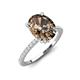 3 - Aisha 2.12 ctw Smoky Quartz Oval Shape (9x7 mm) Hidden Halo accented Side Lab Grown Diamond Engagement Ring 
