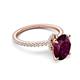 5 - Aisha 2.67 ctw Rhodolite Garnet Oval Shape (9x7 mm) Hidden Halo accented Side Lab Grown Diamond Engagement Ring 