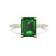 1 - Aisha 2.37 ctw Created Emerald Emerald Shape (9x7 mm) Hidden Halo accented Side Lab Grown Diamond Engagement Ring 