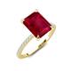 3 - Aisha 3.33 ctw Created Ruby Emerald Shape (9x7 mm) Hidden Halo accented Side Lab Grown Diamond Engagement Ring 