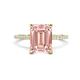 1 - Aisha 2.62 ctw Morganite Emerald Shape (9x7 mm) Hidden Halo accented Side Lab Grown Diamond Engagement Ring 