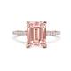 1 - Aisha 2.62 ctw Morganite Emerald Shape (9x7 mm) Hidden Halo accented Side Lab Grown Diamond Engagement Ring 