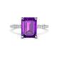 1 - Aisha 2.62 ctw Amethyst Emerald Shape (9x7 mm) Hidden Halo accented Side Lab Grown Diamond Engagement Ring 