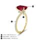 4 - Aisha 3.33 ctw Created Ruby Emerald Shape (9x7 mm) Hidden Halo accented Side Lab Grown Diamond Engagement Ring 