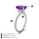 4 - Aisha 2.62 ctw Amethyst Emerald Shape (9x7 mm) Hidden Halo accented Side Lab Grown Diamond Engagement Ring 