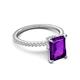 5 - Aisha 2.62 ctw Amethyst Emerald Shape (9x7 mm) Hidden Halo accented Side Lab Grown Diamond Engagement Ring 