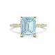 1 - Aisha 2.37 ctw Aquamarine Emerald Shape (9x7 mm) Hidden Halo accented Side Lab Grown Diamond Engagement Ring 