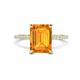 1 - Aisha 2.62 ctw Citrine Emerald Shape (9x7 mm) Hidden Halo accented Side Lab Grown Diamond Engagement Ring 