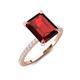 3 - Aisha 3.37 ctw Red Garnet Emerald Shape (9x7 mm) Hidden Halo accented Side Lab Grown Diamond Engagement Ring 