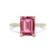 1 - Aisha 3.22 ctw Pink Tourmaline Emerald Shape (9x7 mm) Hidden Halo accented Side Lab Grown Diamond Engagement Ring 