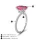 4 - Aisha 3.22 ctw Pink Tourmaline Emerald Shape (9x7 mm) Hidden Halo accented Side Lab Grown Diamond Engagement Ring 