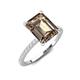 3 - Aisha 2.62 ctw Smoky Quartz Emerald Shape (9x7 mm) Hidden Halo accented Side Lab Grown Diamond Engagement Ring 