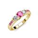 2 - Jamille 0.80 ctw Pink Sapphire (4.50 mm) and Lab Grown Diamond (3.50 mm) Three Stone accented Pink Sapphire Engagement Ring  