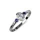 3 - Carolyn 0.48 ctw Natural GIA Certified Diamond Oval Shape (6x4 mm) With Side Blue Sapphire Three Stone Rope Ring  