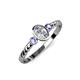 3 - Carolyn 0.47 ctw Natural GIA Certified Diamond Oval Shape (6x4 mm) With Side Tanzanite Three Stone Rope Ring  