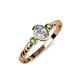 3 - Carolyn 0.49 ctw Natural GIA Certified Diamond Oval Shape (6x4 mm) With Side Green Garnet Three Stone Rope Ring  