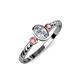 3 - Carolyn 0.46 ctw Natural GIA Certified Diamond Oval Shape (6x4 mm) With Side Pink Tourmaline Three Stone Rope Ring  