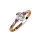 3 - Carolyn 0.45 ctw Natural GIA Certified Diamond Oval Shape (6x4 mm) With Side Amethyst Three Stone Rope Ring  