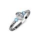 3 - Carolyn 0.47 ctw Natural GIA Certified Diamond Oval Shape (6x4 mm) With Side Blue Topaz Three Stone Rope Ring  