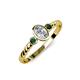 3 - Carolyn 0.45 ctw Natural GIA Certified Diamond Oval Shape (6x4 mm) With Side Emerald Three Stone Rope Ring  