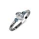 3 - Carolyn 0.48 ctw Natural GIA Certified Diamond Oval Shape (6x4 mm) With Side Blue Diamond Three Stone Rope Ring  