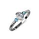 3 - Carolyn 0.47 ctw Natural GIA Certified Diamond Oval Shape (6x4 mm) With Side London Blue Topaz Three Stone Rope Ring  